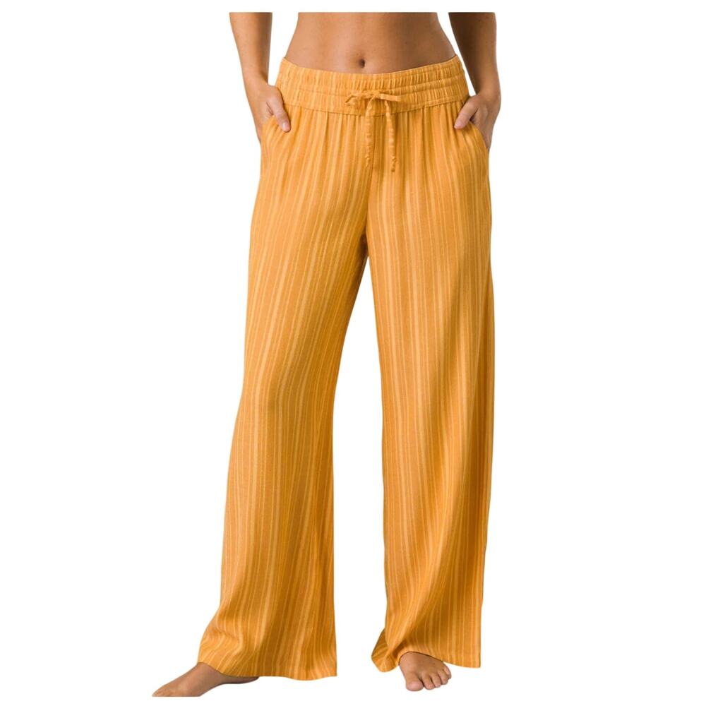 Prana Womens XL Yellow Striped Fernie Beach Pant Tencel